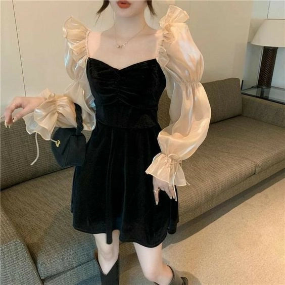 Luolandi Elegant Long Sleeves Black Short Homecoming Dress Chic Graduation Party Dress