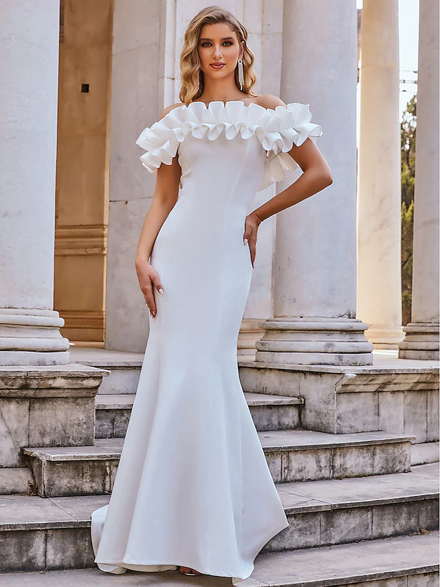 Luolandi Elegant Mermaid Off Shoulder Long Wedding Dresses Romantic Bridal Gown Charming Evening Party Dress