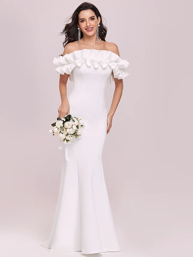 Luolandi Elegant Mermaid Off Shoulder Long Wedding Dresses Romantic Bridal Gown Charming Evening Party Dress