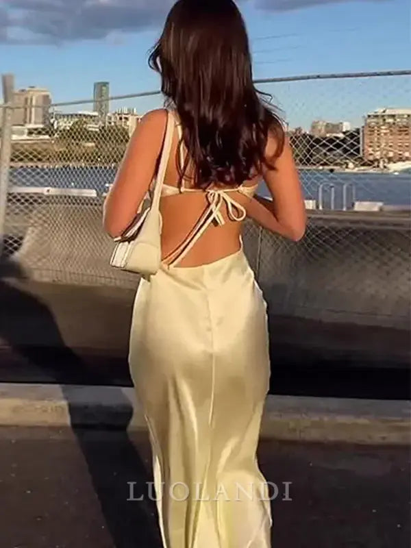 Luolandi Elegant Mermaid Spaghetti Straps Long Evening Dress Charming Formal Prom Dress Simple Party Dress