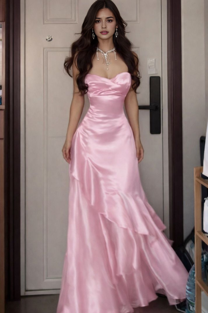 Luolandi Elegant Spaghetti Straps Long Prom Dress Stylish Formal Party Dress Pretty Wedding Guest Dress
