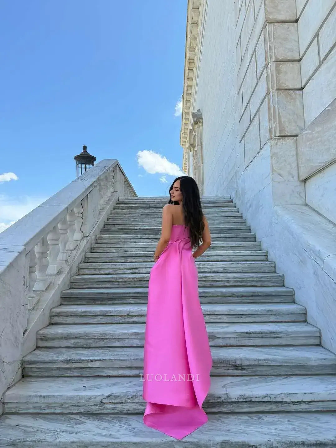 Luolandi Elegant Sheath Strapless Sleeveless Long Formal Prom Dress Charming Party Evening Gowns Pretty Wedding Guest Dress