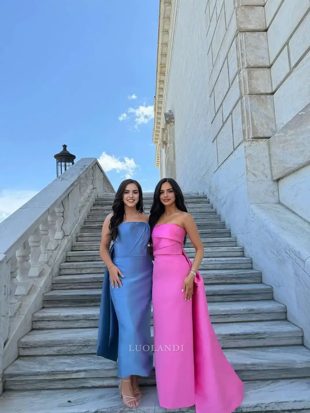 Luolandi Elegant Sheath Strapless Sleeveless Long Formal Prom Dress Charming Party Evening Gowns Pretty Wedding Guest Dress