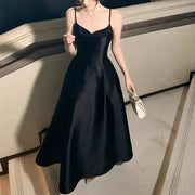 Luolandi Elegant Spaghetti Straps A Line Sleeveless Black Evening Part LUOLANDI DRESS Luolandi Elegant Spaghetti Straps A Line Sleeveless Black Evening Part LUOLANDI DRESS