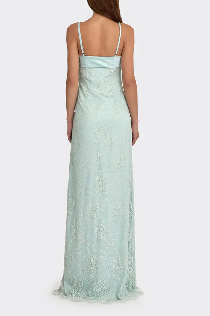 Luolandi Elegant Spaghetti Straps Lace Sleeveless Graduation Dress Charming Long Party Prom Dress