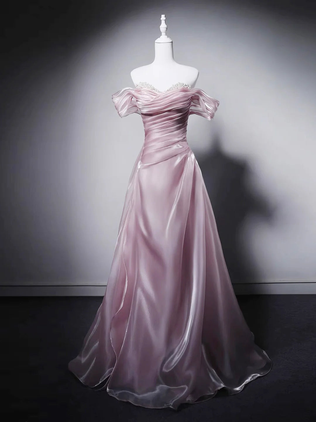 Luolandi Elegant Sweetheart A-line Off Shoulder Lace Up Back Long Formal Prom Dress Charming Evening Party Dress with Beads
