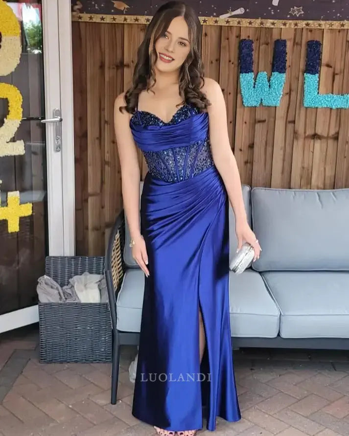 Luolandi Elegant Sweetheart Sleeveless Long Formal Prom Dress With Slit Charming Party Evening Gowns Sexy Graduation Dress