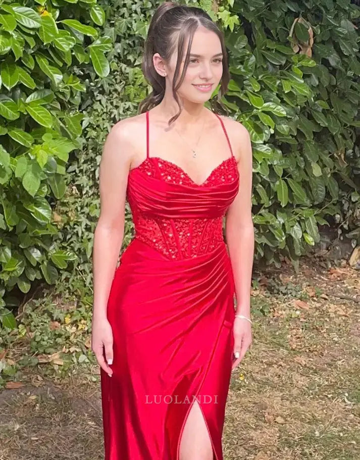 Luolandi Elegant Sweetheart Sleeveless Long Formal Prom Dress With Slit Charming Party Evening Gowns Sexy Graduation Dress