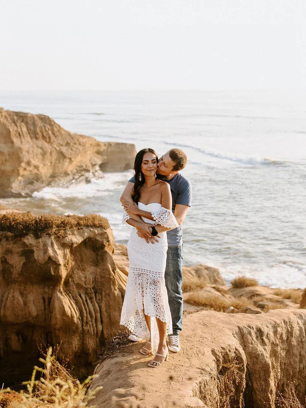 Luolandi Eye-catching Lace Mermaid Wedding Dresses Off Shoulder Formal Dress Elegant Vacation Beach Dress