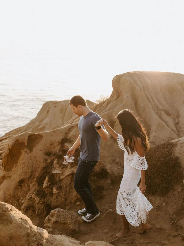 Luolandi Eye-catching Lace Mermaid Wedding Dresses Off Shoulder Formal Dress Elegant Vacation Beach Dress