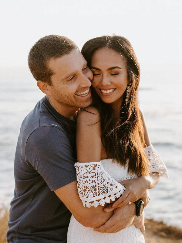 Luolandi Eye-catching Lace Mermaid Wedding Dresses Off Shoulder Formal Dress Elegant Vacation Beach Dress