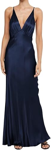 Luolandi Dress Yellow Sheath V-neck Long Prom Dress Satin Wedding Guest Dress Simple Party Dress