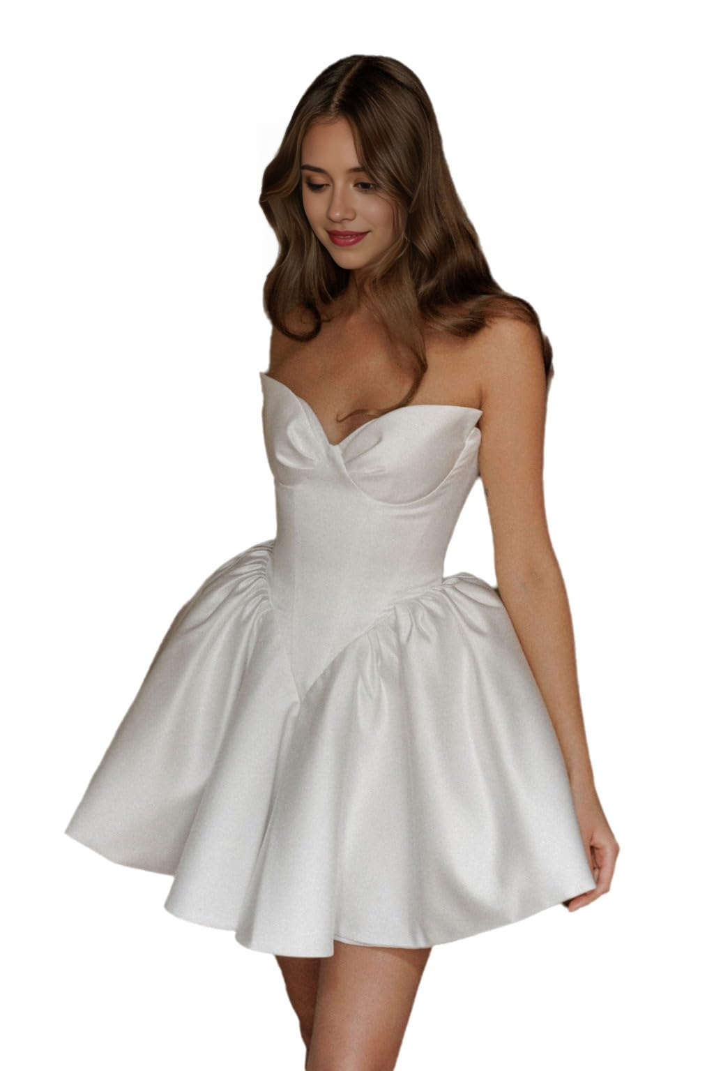 Luolandi Fashion A line Strapless Satin Short Homecoming Dress Simple Cute Graduation Dress Lovely Birthday Party Dress