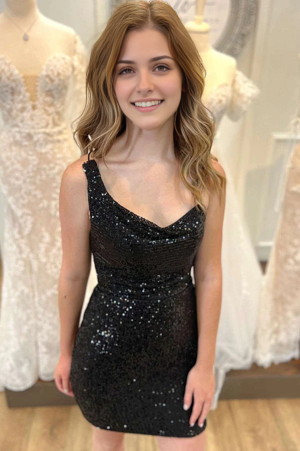 Luolandi Fashion Sheath Spaghetti Straps Birthday Party Dress Short Homecoming Dress Sexy Prom Dress Sparkly Mini Dress