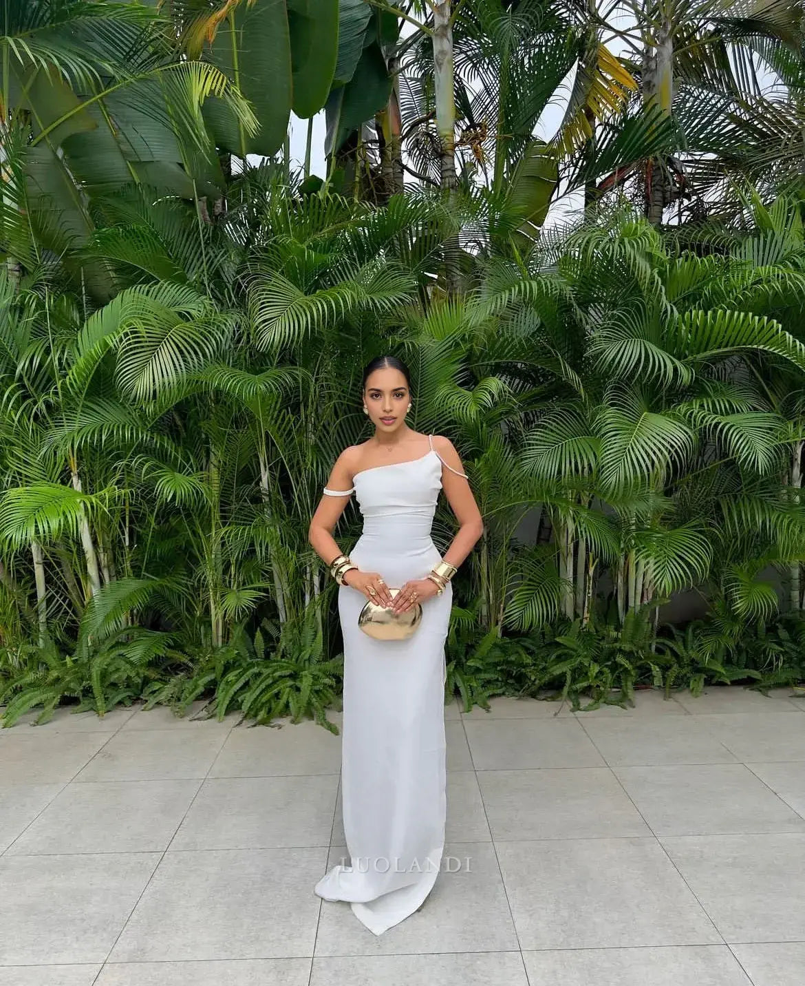 Luolandi Fashion Long Prom Dress Elegant Evening Party Dress Charming Wedding Guest Dress With Slit