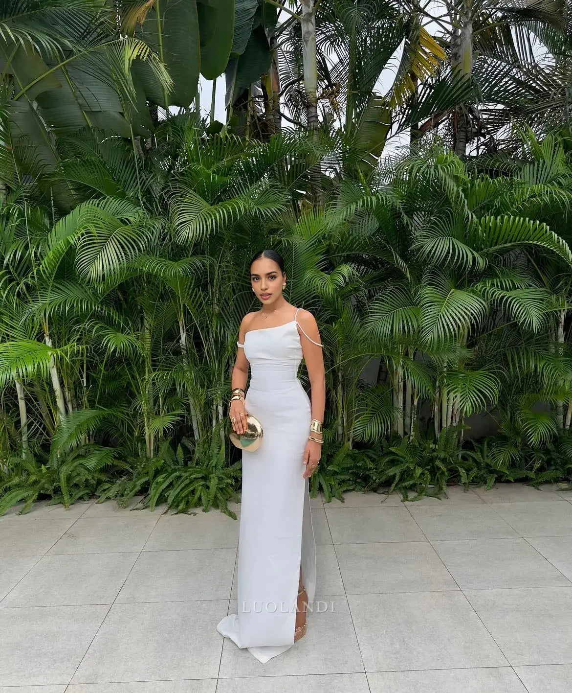 Luolandi Fashion Long Prom Dress Elegant Evening Party Dress Charming Wedding Guest Dress With Slit