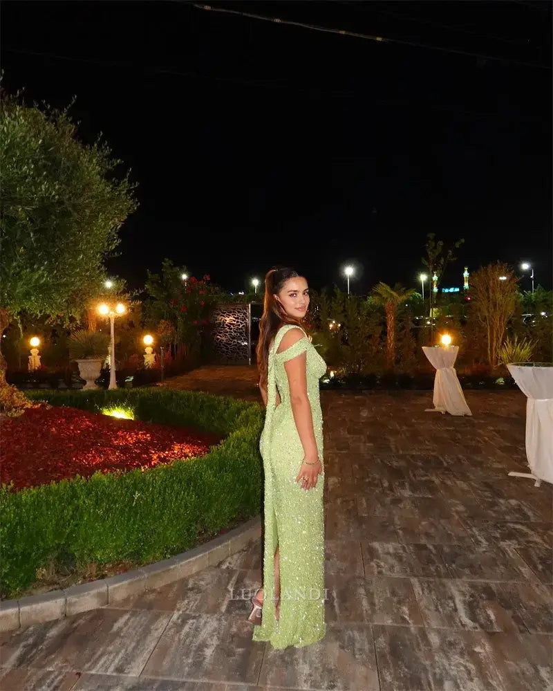 Luolandi Fashion Mermaid Green Long Formal Prom Dress Charming Party Evening Gowns Sexy Wedding Guest Dress