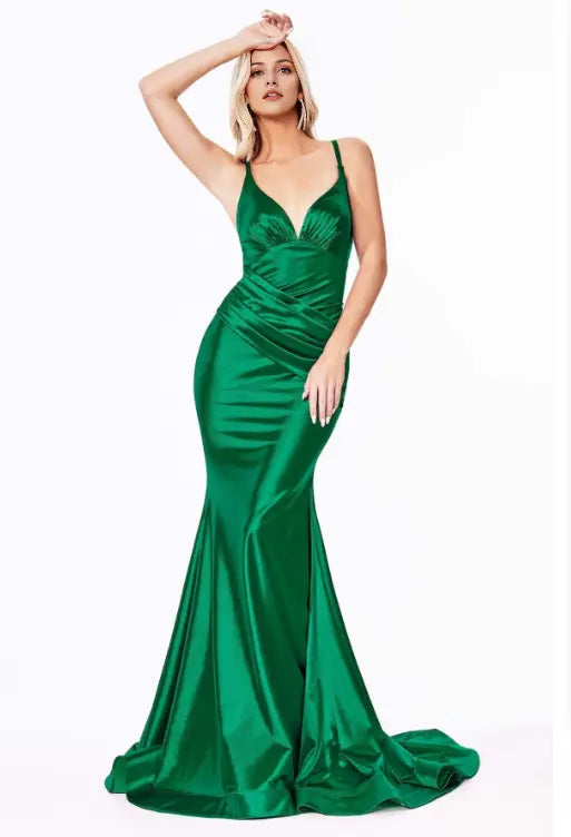Luolandi Fashion Mermaid Spaghetti Straps Sleeveless Party Evening Gowns Elegant Green Satin Long Formal Prom Dresses