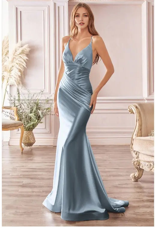 Luolandi Fashion Mermaid Spaghetti Straps Sleeveless Satin Party Evening Gowns Elegant Long Formal Prom Dresses