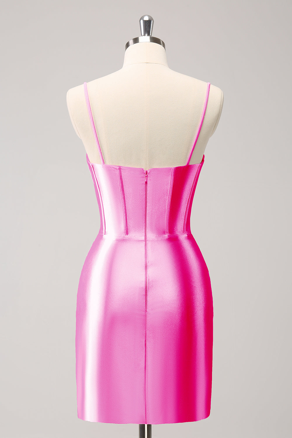 Luolandi Sparkly Pink Spaghetti Straps Tight Homecoming Dress With Beading Short Party Dress