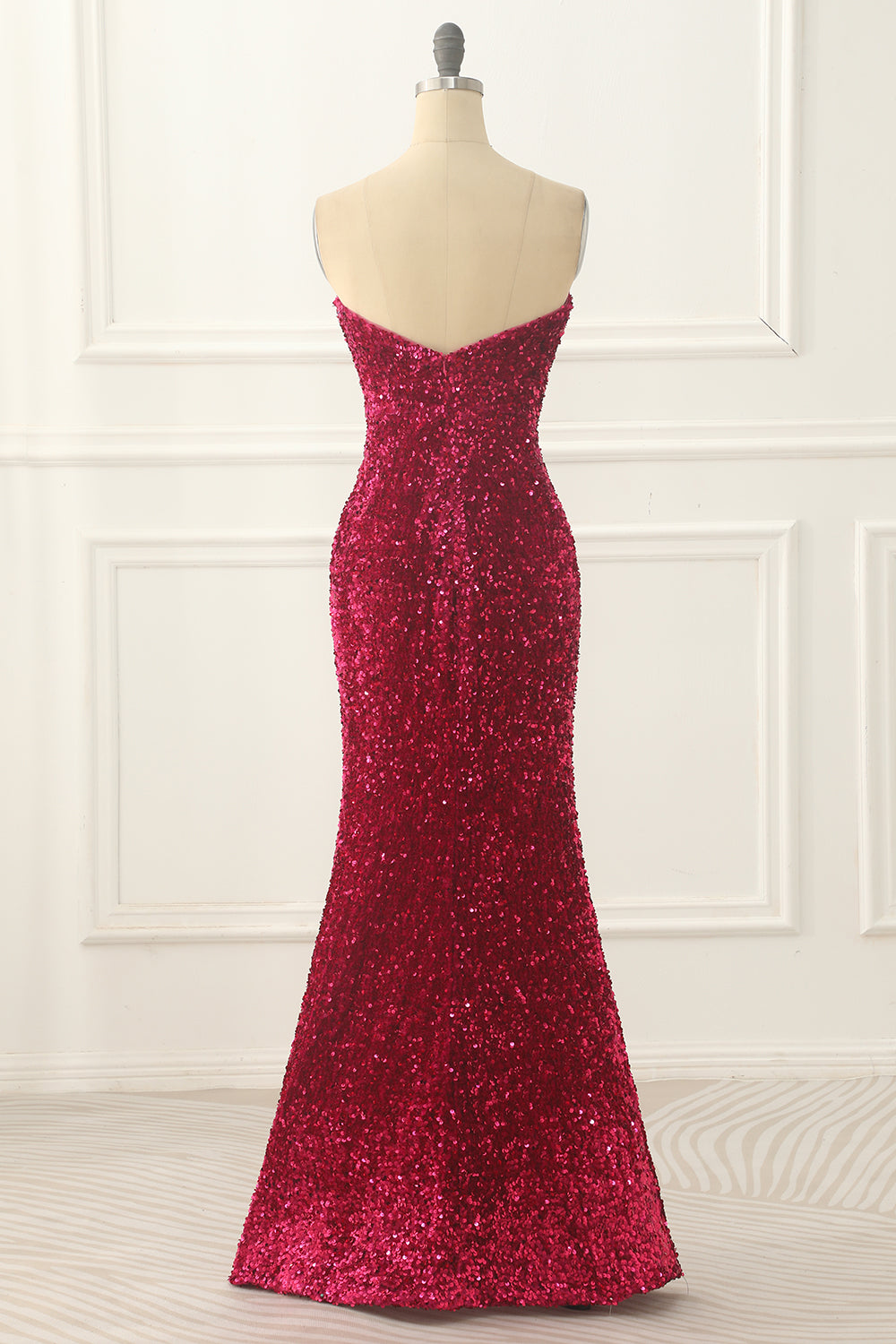 Luolandi Sequin Mermaid Prom Dress With Split Front V-neck Off Shoulder Sparkly Evening Dress
