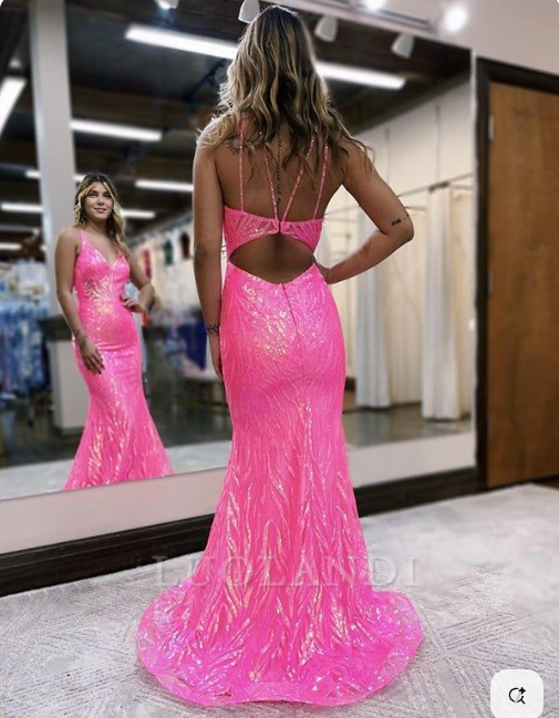 Luolandi Sheath V-neck Sleeveless Long Prom Dress Charming Evening Party Dress