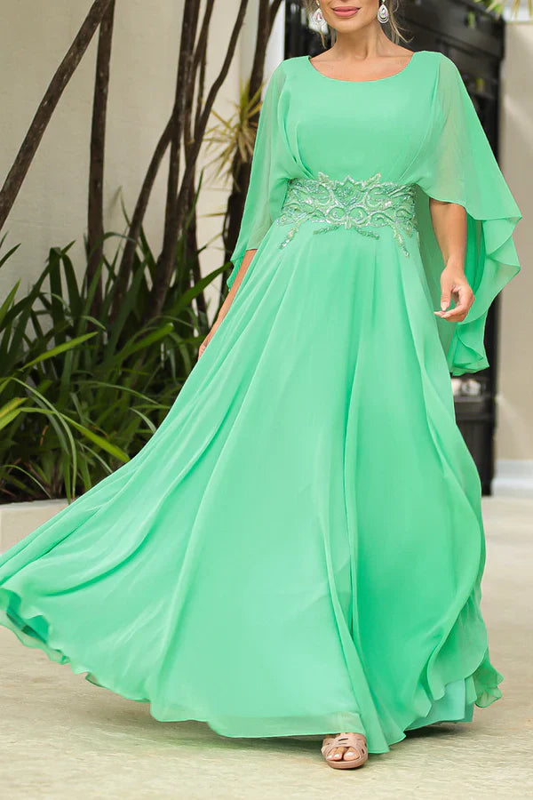 Luolandi A-line waist bead chiffon elegant mother of the bride dress Beautiful