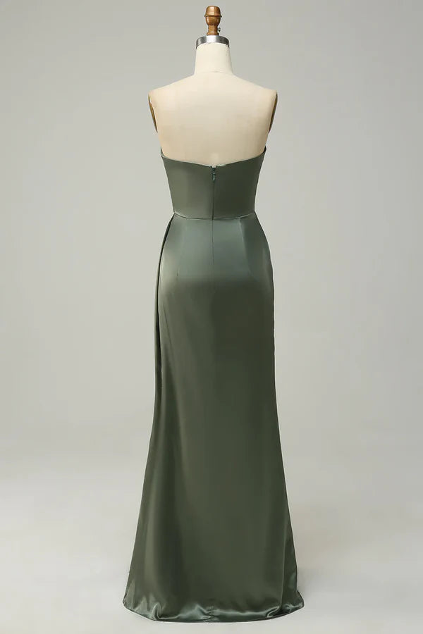 Luolandi Split top eucalyptus long bridesmaid dress Off Shoulder With Slit