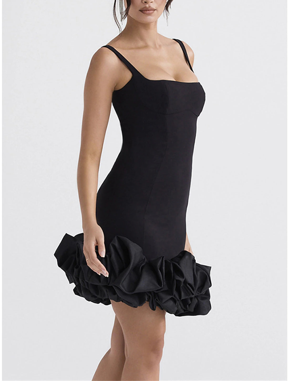 Luolandi Little Black Dress Sexy Dress Party Dress Homecoming Dress Mini Dress Sleeveless Ruffle Fall Autumn Spaghetti Strap Fashion Vacation