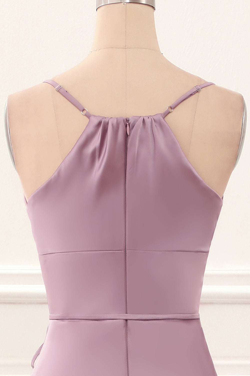 Luolandi Satin Spaghetti Straps Short Bridesmaid Dress Sexy Party Dress Solid Color