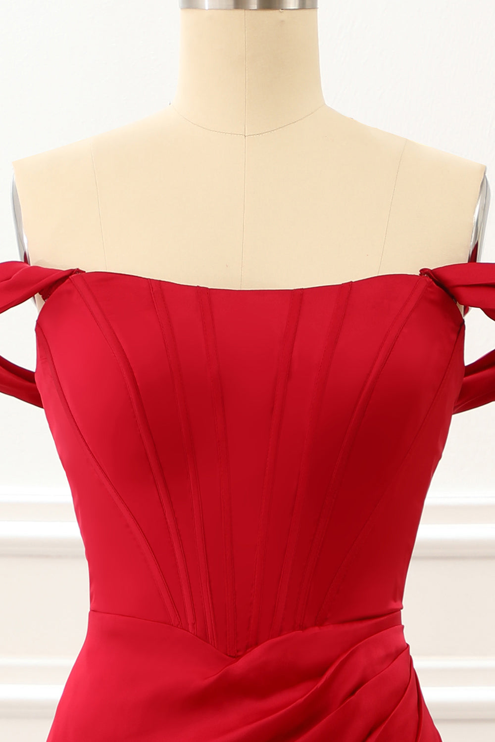 Luolandi Off The Shoulder Ruffles Burgundy Prom Dress With Slit Sexy Evening Dress