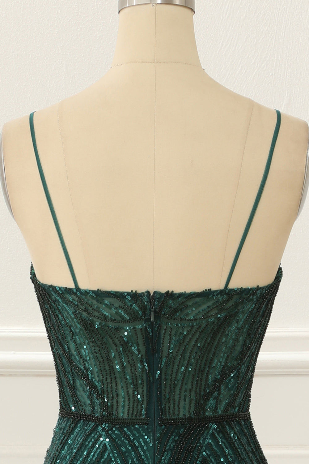 Luolandi Dark Green Sequin Sparkly Prom Dress With Slit Sexy Evening Dress