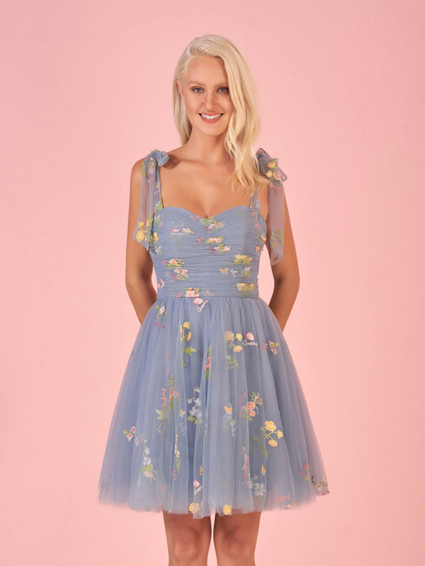 Luolandi Aline Short Sweetheart Tulle Floral Homecoming Dress With Flowers Beautiful