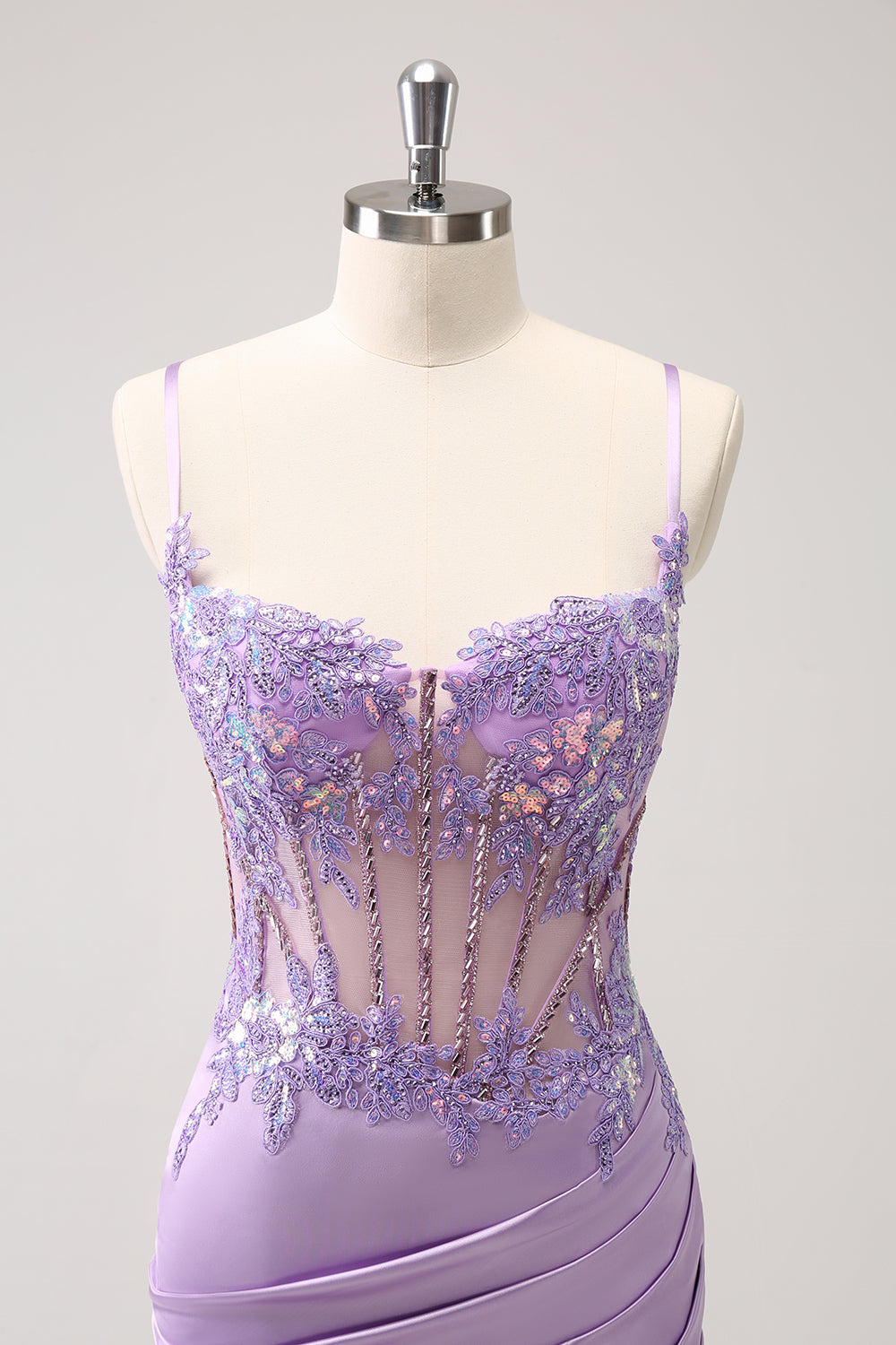 Luolandi Unique Glitter Purple Corset Pleated Tight Homecoming Dress with Sequins Sparkly Party Dress