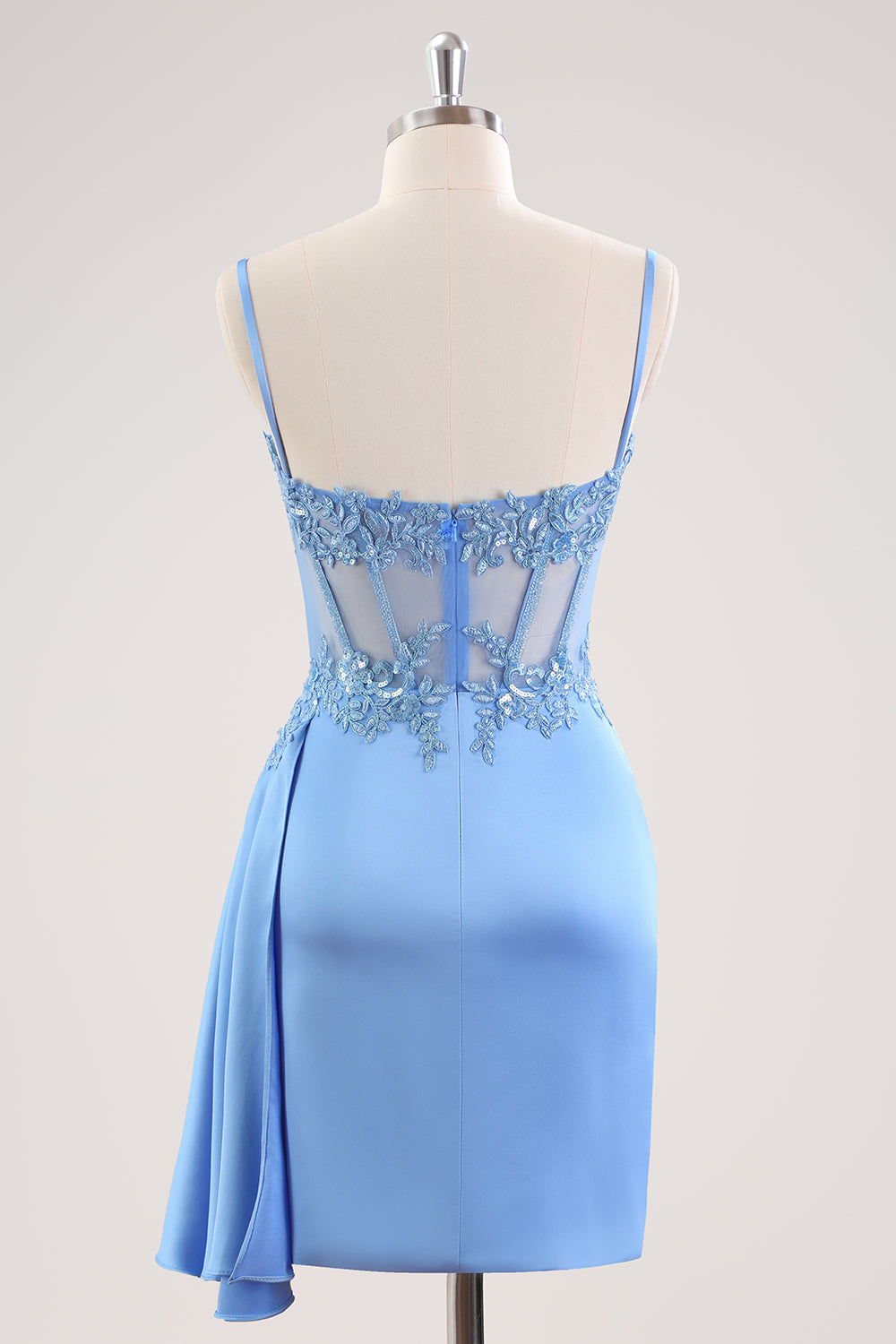 Luolandi Stylish Blue Sheath Sweetheart Pleated Corset Short Homecoming Dress with Beading Party Dress