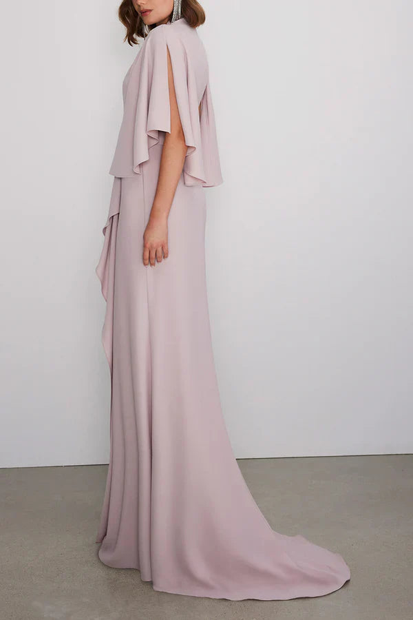 Luolandi Leisure V-neck Empire Ruffled Mother Of The Bride Dress Elegant Evening Party Dress