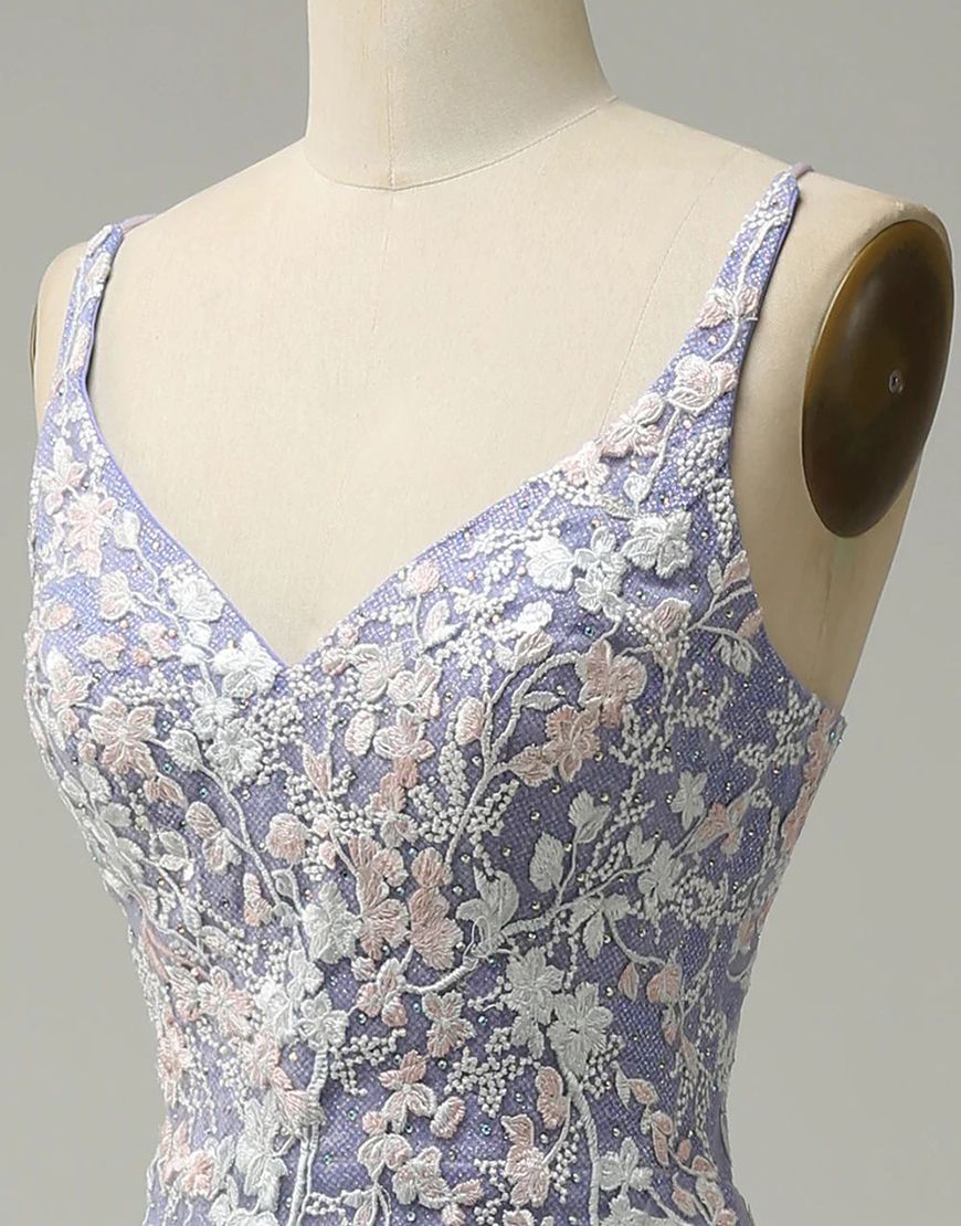 Luolandi Gorgeous Mermaid V-Neck Long Prom Dress With Appliques Charming Evening Dress