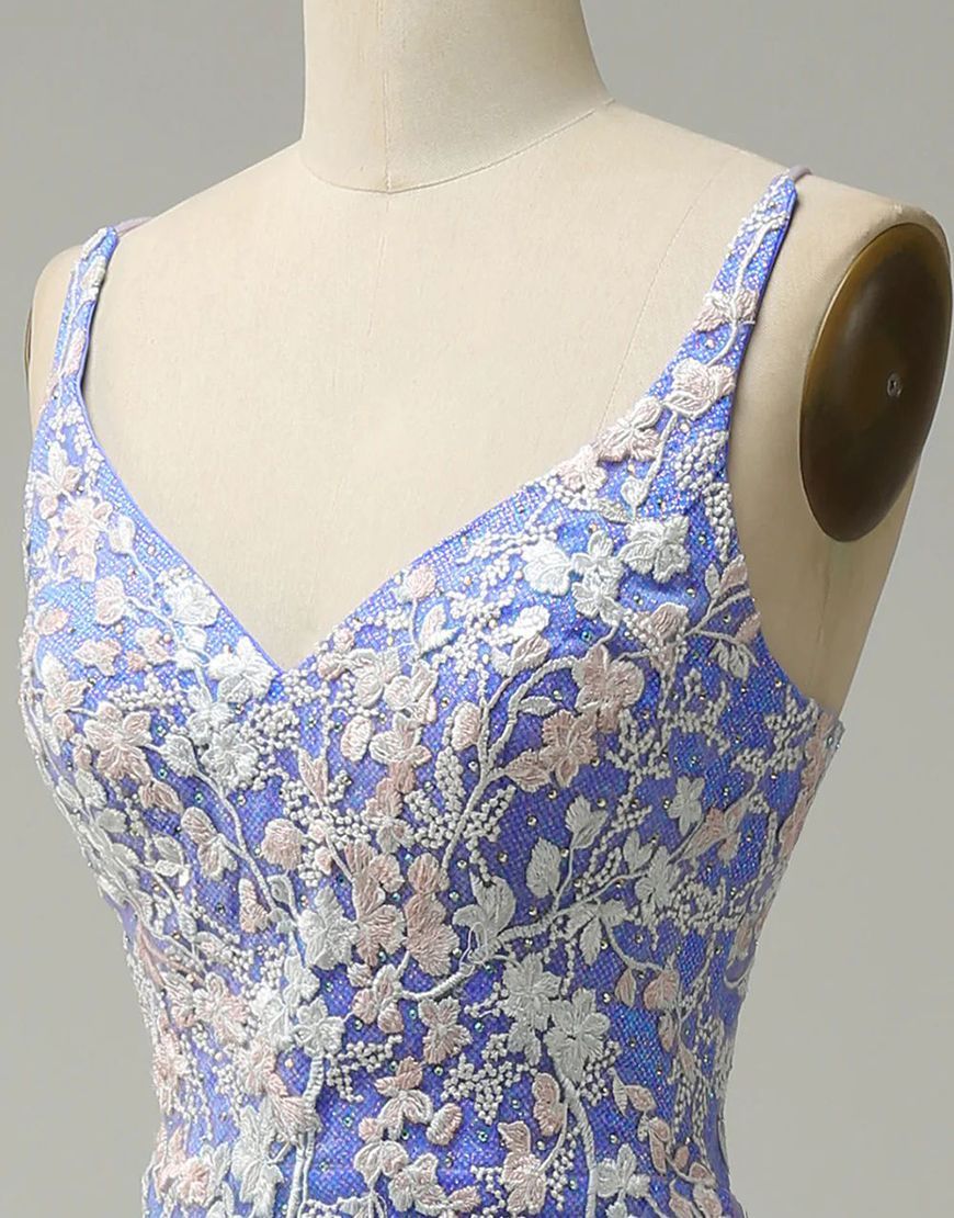 Luolandi Gorgeous Mermaid V-Neck Long Prom Dress With Appliques Charming Evening Dress