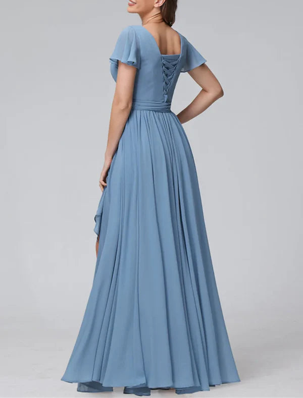 Luolandi A-Line/Princess V-Neck Floor-length Long Bridesmaid Dresses With Slit Sexy Party Dress