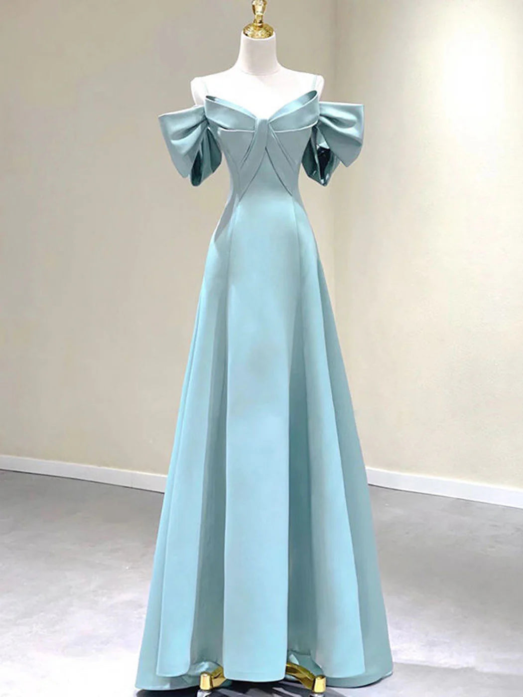 Luolandi Blue A-Line Satin Long Prom Dresses Long Formal Dresses Elegant Evening Dress december wedding guest dress