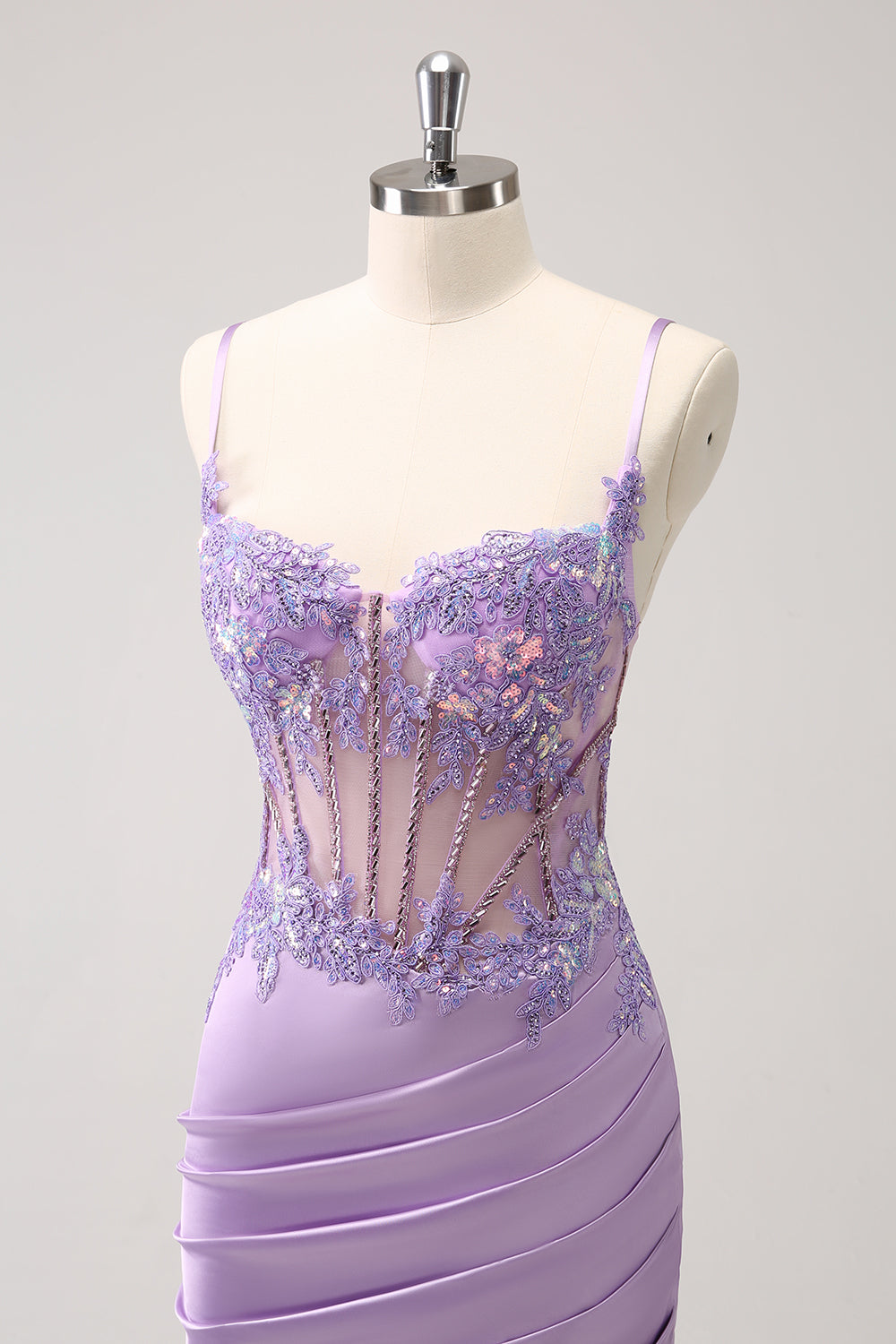 Luolandi Unique Glitter Purple Corset Pleated Tight Homecoming Dress with Sequins Sparkly Party Dress
