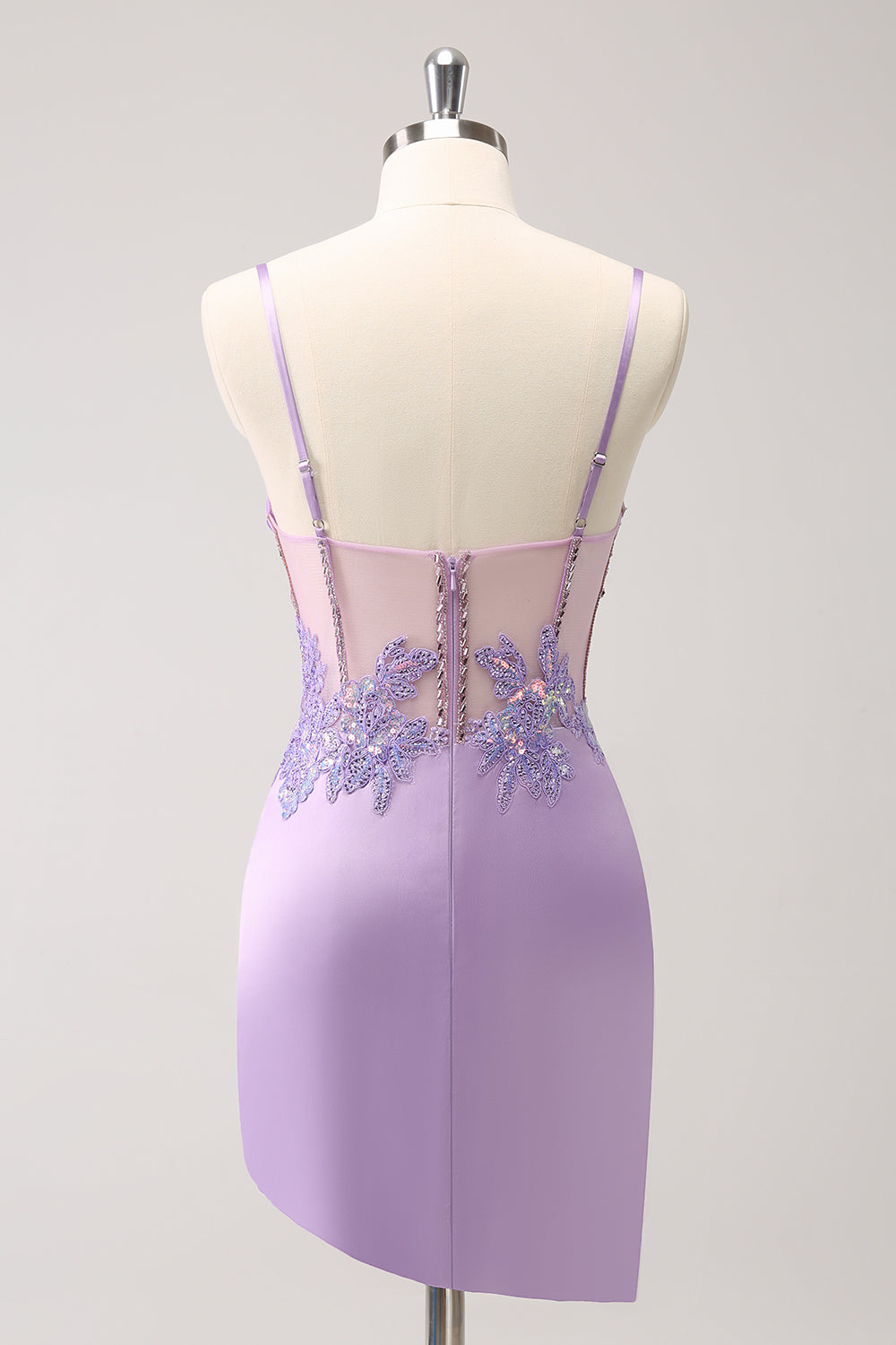 Luolandi Unique Glitter Purple Corset Pleated Tight Homecoming Dress with Sequins Sparkly Party Dress