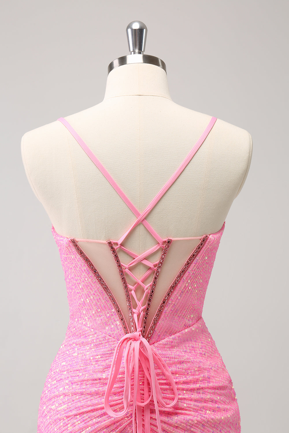 Luolandi Sparkly Unique Dark Green Tight Sequin Corset Homecoming Dress with Lace Up Back Sexy Party Dress