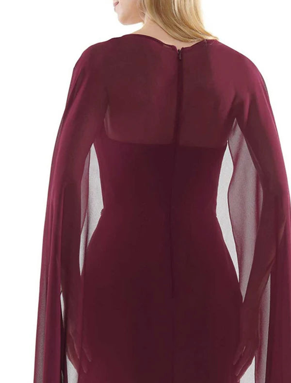 Luolandi Sheath / Column Cocktail Dresses Elegant Dress Wedding Guest Cocktail Party Knee Length Sleeveless V Neck Chiffon with Ruffles Appliques Mother of the Bride Dress