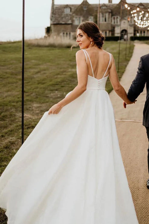 Luolandi Chaming A-Line Square Neck Wedding Dresses Simple Elegant