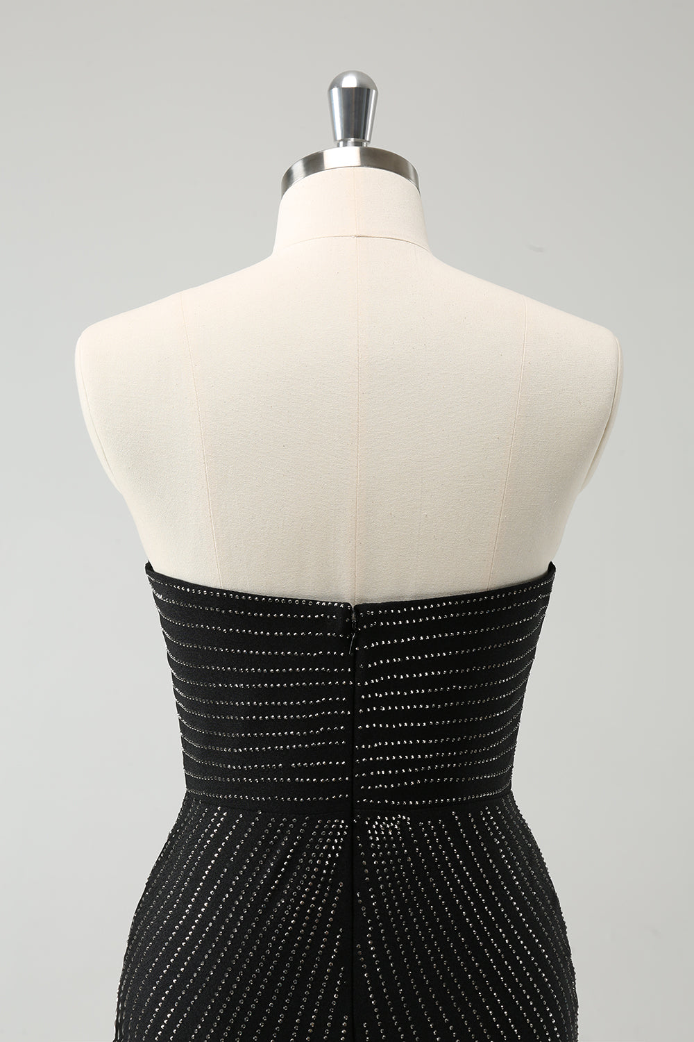 Luolandi Sparkly Black Tight Strapless Short Homecoming Dress with Beading Sexy Party Dress