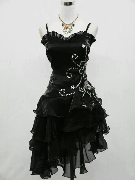 Luolandi Vintage Black Straps Short Prom Dress Ruffle Homecoming Dress Charming Evening Party Dress Graduation Dress