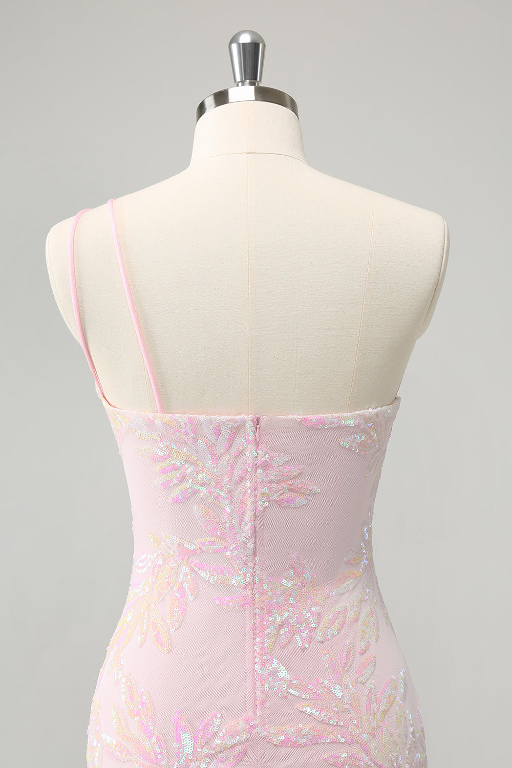 Luolandi Glitter Pink One Shoulder Tight Homecoming Dress With Sequins Sparkly Party Dress