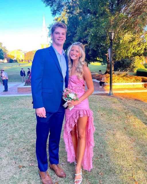 Luolandi Sexy Strapless Lace Ruffle Prom Dress Long Party Dress Charming Graduation Dress