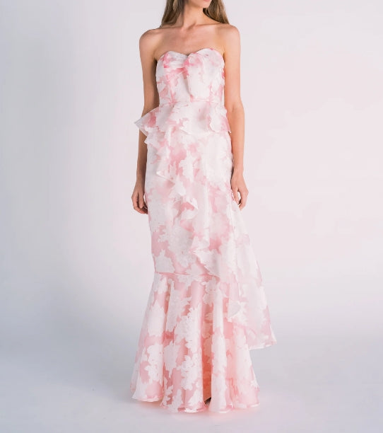 Luolandi Pink and Strapless Mermaid Long Prom Dress Formal Dress Party Dress Beautiful